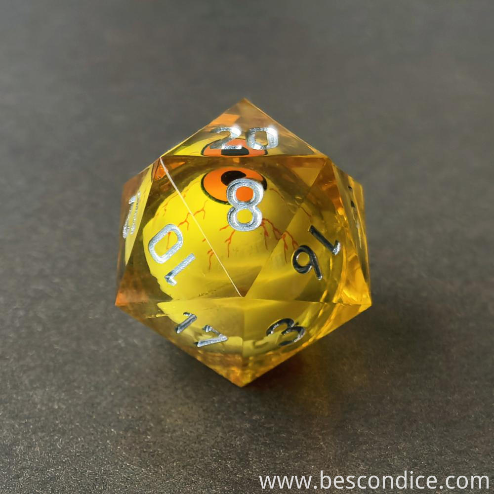 Liquid Core Sharp Edge Resin Polyhedral Dice 3